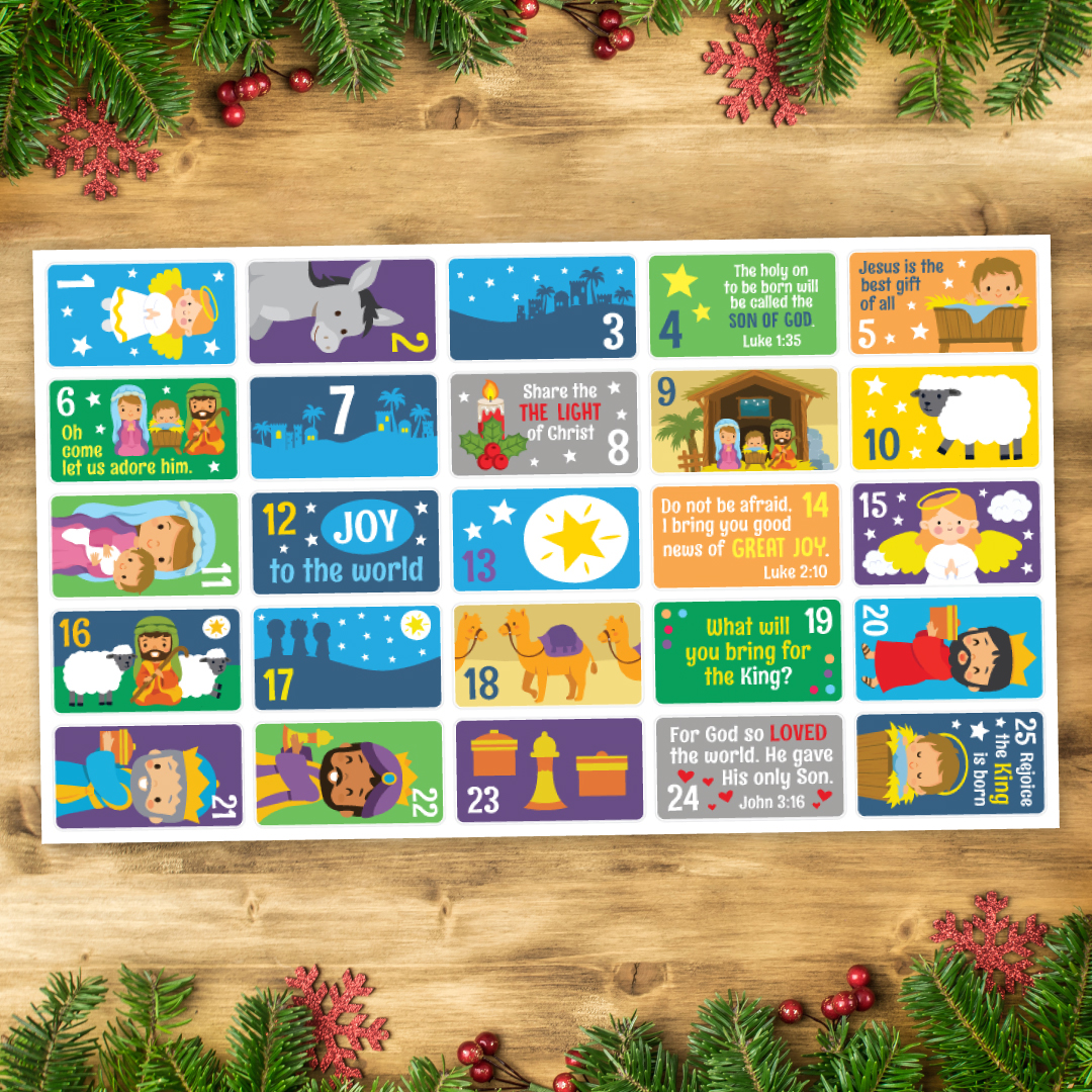 Religious Christmas Advent Count Down Sticker Sheet